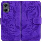 For Motorola Edge 2024 Tiger Embossing Pattern Leather Phone Case(Purple) - 1