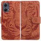 For Motorola Edge 2024 Tiger Embossing Pattern Leather Phone Case(Brown) - 1