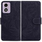 For Motorola Moto G04s / Moto E14 Tiger Embossing Pattern Leather Phone Case(Black) - 1