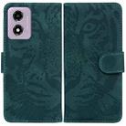 For Motorola Moto G04s / Moto E14 Tiger Embossing Pattern Leather Phone Case(Green) - 1