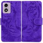 For Motorola Moto G04s / Moto E14 Tiger Embossing Pattern Leather Phone Case(Purple) - 1