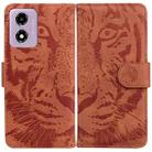 For Motorola Moto G04s / Moto E14 Tiger Embossing Pattern Leather Phone Case(Brown) - 1