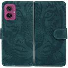 For Motorola Moto G55 Tiger Embossing Pattern Leather Phone Case(Green) - 1