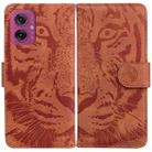 For Motorola Moto G55 Tiger Embossing Pattern Leather Phone Case(Brown) - 1