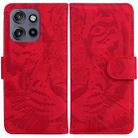 For Motorola Edge 50 Neo 5G Global Tiger Embossing Pattern Leather Phone Case(Red) - 1