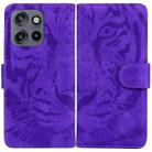 For Motorola Edge 50 Neo 5G Global Tiger Embossing Pattern Leather Phone Case(Purple) - 1