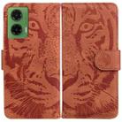 For Motorola Moto G35 Tiger Embossing Pattern Leather Phone Case(Brown) - 1