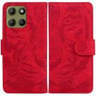 For Motorola Moto G15 Tiger Embossing Pattern Leather Phone Case(Red) - 1