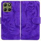 For Motorola Moto G15 Tiger Embossing Pattern Leather Phone Case(Purple) - 1