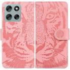 For Motorola Moto G56 5G / G66j 5G / G66y 5G Tiger Embossing Pattern Leather Phone Case(Pink) - 1