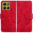 For Motorola Moto G86 5G Tiger Embossing Pattern Leather Phone Case(Red) - 1