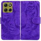 For Motorola Moto G86 5G Tiger Embossing Pattern Leather Phone Case(Purple) - 1