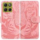 For Motorola Moto G86 5G Tiger Embossing Pattern Leather Phone Case(Pink) - 1