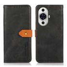 For Huawei nova 11 KHAZNEH Dual-color Cowhide Texture Flip Leather Phone Case(Black) - 1