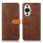 For Huawei nova 11 KHAZNEH Dual-color Cowhide Texture Flip Leather Phone Case(Brown) - 1