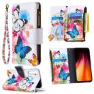 For Xiaomi Redmi Note 8T Colored Drawing Pattern Zipper Horizontal Flip Leather Case with Holder & Card Slots & Wallet(Two Butterflies) - 1