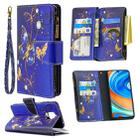 For Xiaomi Redmi Note 9 Pro Colored Drawing Pattern Zipper Horizontal Flip Leather Case with Holder & Card Slots & Wallet(Purple Butterfly) - 1