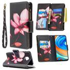 For Xiaomi Redmi Note 9 Pro Colored Drawing Pattern Zipper Horizontal Flip Leather Case with Holder & Card Slots & Wallet(Lotus) - 1