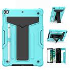 For iPad 10.2 / iPad Pro 10.5 T-shaped Bracket Contrast Color Shockproof PC + Silicone Flat Protective Case(Mint Green+Black) - 1