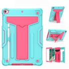 For iPad 10.2 / iPad Pro 10.5 T-shaped Bracket Contrast Color Shockproof PC + Silicone Flat Protective Case(Mint Green+Rose Red) - 1
