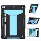 For iPad 10.2 / iPad Pro 10.5 T-shaped Bracket Contrast Color Shockproof PC + Silicone Flat Protective Case(Black+Blue) - 1