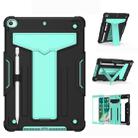 For iPad 10.2 / iPad Pro 10.5 T-shaped Bracket Contrast Color Shockproof PC + Silicone Flat Protective Case(Black+Mint Geen) - 1