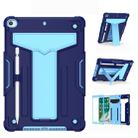 For iPad 10.2 / iPad Pro 10.5 T-shaped Bracket Contrast Color Shockproof PC + Silicone Flat Protective Case(Navy+Blue) - 1