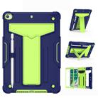 For iPad 10.2 / iPad Pro 10.5 T-shaped Bracket Contrast Color Shockproof PC + Silicone Flat Protective Case(Navy+Green) - 1