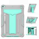 For iPad 10.2 / iPad Pro 10.5 T-shaped Bracket Contrast Color Shockproof PC + Silicone Flat Protective Case(Grey+Mint Green) - 1