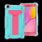 For Samsung Galaxy Tab A8.0 (2019) T290 T-shaped Bracket Contrast Color Shockproof PC + Silicone Flat Protective Case(Mint Green+Rose Red) - 2