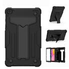For Samsung Galaxy Tab A8.0 (2019) T290 T-shaped Bracket Contrast Color Shockproof PC + Silicone Flat Protective Case(Black+Black) - 1