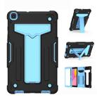 For Samsung Galaxy Tab A8.0 (2019) T290 T-shaped Bracket Contrast Color Shockproof PC + Silicone Flat Protective Case(Black+Blue) - 1
