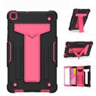 For Samsung Galaxy Tab A8.0 (2019) T290 T-shaped Bracket Contrast Color Shockproof PC + Silicone Flat Protective Case(Black+Rose Red) - 1
