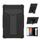 For Samsung Galaxy Tab A10.1 (2019) T510 T-shaped Bracket Contrast Color Shockproof PC + Silicone Flat Protective Case(Black+Black) - 1