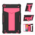 For Samsung Galaxy Tab A10.1 (2019) T510 T-shaped Bracket Contrast Color Shockproof PC + Silicone Flat Protective Case(Black+Rose Red) - 1
