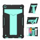 For Samsung Galaxy Tab A10.1 (2019) T510 T-shaped Bracket Contrast Color Shockproof PC + Silicone Flat Protective Case(Black+Mint Geen) - 1