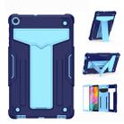 For Samsung Galaxy Tab A10.1 (2019) T510 T-shaped Bracket Contrast Color Shockproof PC + Silicone Flat Protective Case(Navy+Blue) - 1
