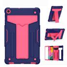 For Samsung Galaxy Tab A10.1 (2019) T510 T-shaped Bracket Contrast Color Shockproof PC + Silicone Flat Protective Case(Navy+Rose Red) - 1