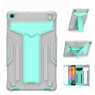 For Samsung Galaxy Tab A8.4 (2020) T307 T-shaped Bracket Contrast Color Shockproof PC + Silicone Flat Protective Case(Grey+Mint Green) - 1