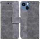 For iPhone 15 Geometric Embossed Leather Phone Case(Grey) - 1