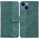 For iPhone 15 Plus Geometric Embossed Leather Phone Case(Green) - 1