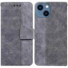 For iPhone 15 Plus Geometric Embossed Leather Phone Case(Grey) - 1