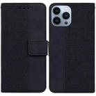 For iPhone 15 Pro Max Geometric Embossed Leather Phone Case(Black) - 1