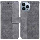 For iPhone 15 Pro Max Geometric Embossed Leather Phone Case(Grey) - 1