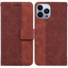 For iPhone 15 Pro Max Geometric Embossed Leather Phone Case(Brown) - 1