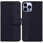 For iPhone 15 Pro Geometric Embossed Leather Phone Case(Black) - 1
