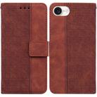 For iPhone SE 2024 Geometric Embossed Leather Phone Case(Brown) - 1