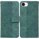For iPhone SE 2024 Geometric Embossed Leather Phone Case(Green) - 1