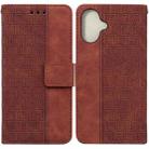 For iPhone 16 Geometric Embossed Leather Phone Case(Brown) - 1