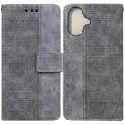 For iPhone 16 Plus Geometric Embossed Leather Phone Case(Grey) - 1